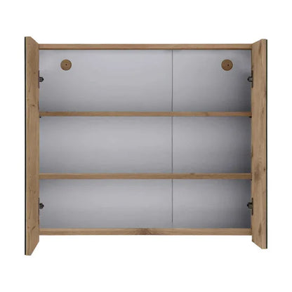 Wisla Wooden Bathroom Mirrored Cabinet With 2 Doors In Viking Oak