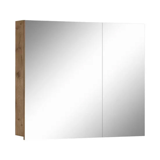 Wisla Wooden Bathroom Mirrored Cabinet With 2 Doors In Viking Oak
