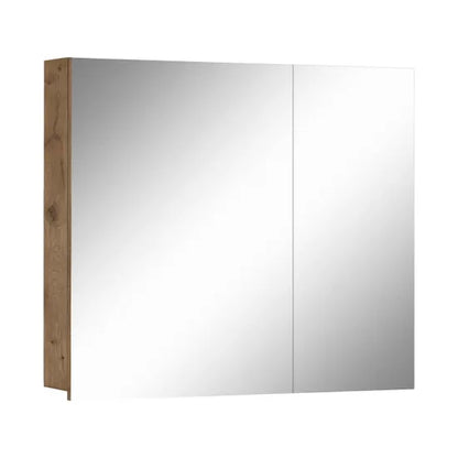Wisla Wooden Bathroom Mirrored Cabinet With 2 Doors In Viking Oak