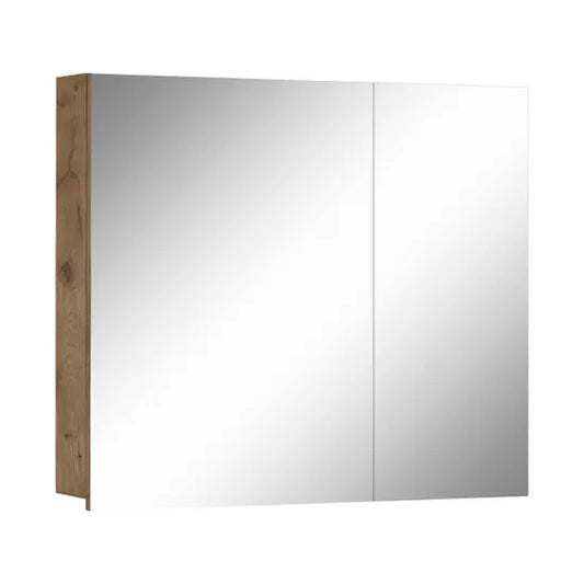 Wisla Wooden Bathroom Mirrored Cabinet With 2 Doors In Viking Oak