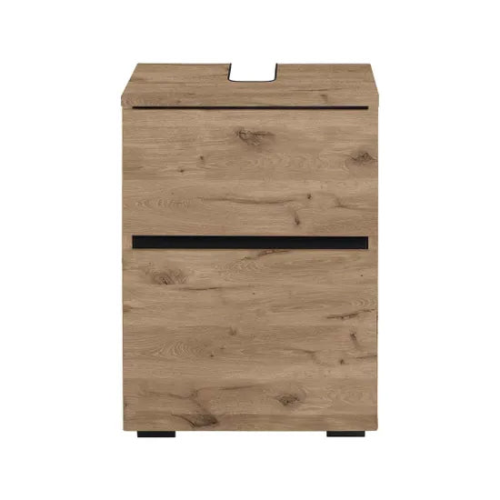 Wisla Small Wooden Bathroom Vanity Unit With 2 Doors In Viking Oak