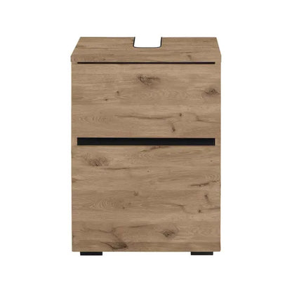 Wisla Small Wooden Bathroom Vanity Unit With 2 Doors In Viking Oak