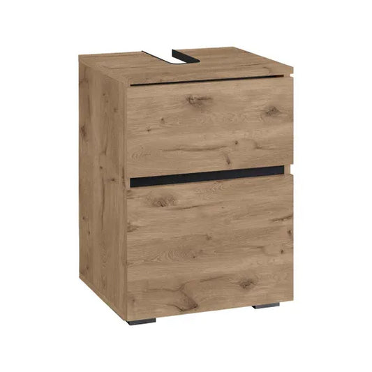Wisla Small Wooden Bathroom Vanity Unit With 2 Doors In Viking Oak