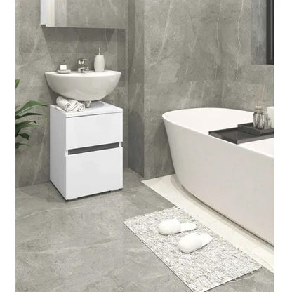 Wisla Small Wooden Bathroom Vanity Unit With 2 Doors In White
