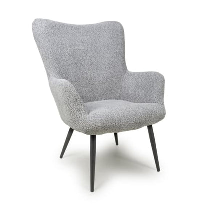 Bordeaux Textured Chenille Effect Fabric Armchair In Grey