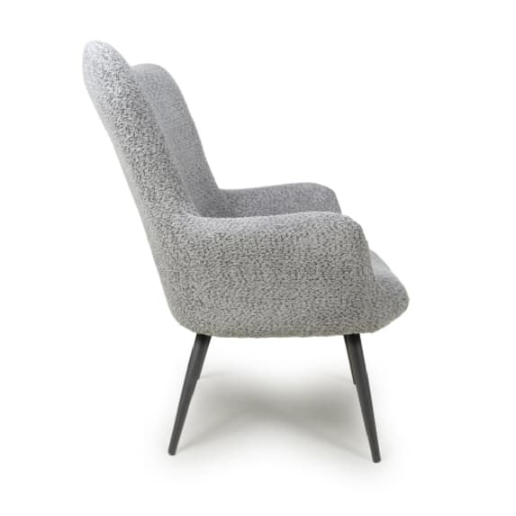 Bordeaux Textured Chenille Effect Fabric Armchair In Grey