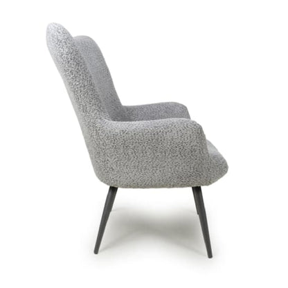Bordeaux Textured Chenille Effect Fabric Armchair In Grey