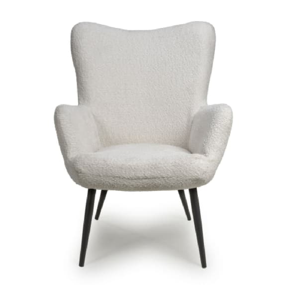 Bordeaux Textured Chenille Effect Fabric Armchair In White