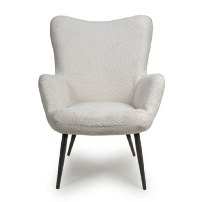 Bordeaux Textured Chenille Effect Fabric Armchair In White