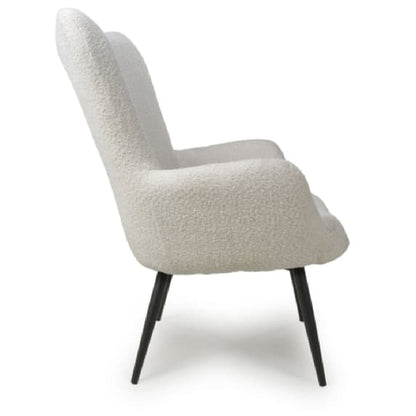 Bordeaux Textured Chenille Effect Fabric Armchair In White