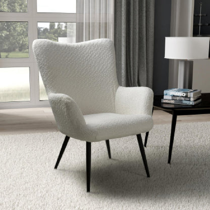 Bordeaux Textured Chenille Effect Fabric Armchair In White