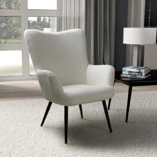Bordeaux Textured Chenille Effect Fabric Armchair In White