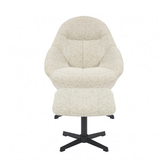 Serene Blush Textured Fabric Lounge Chair With Footstool In Natural