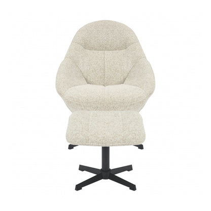 Serene Blush Textured Fabric Lounge Chair With Footstool In Natural