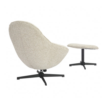 Serene Blush Textured Fabric Lounge Chair With Footstool In Natural