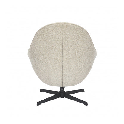 Serene Blush Textured Fabric Lounge Chair With Footstool In Natural