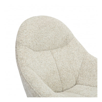 Serene Blush Textured Fabric Lounge Chair With Footstool In Natural