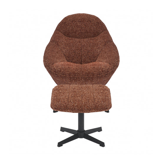 Serene Blush Textured Fabric Lounge Chair With Footstool In Copper