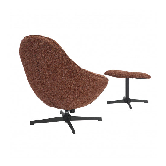 Serene Blush Textured Fabric Lounge Chair With Footstool In Copper