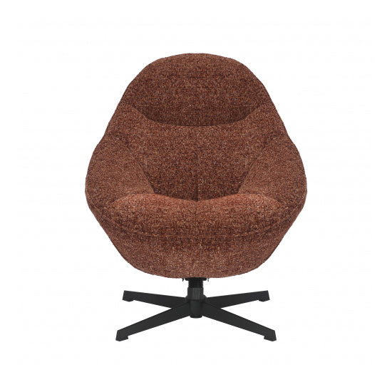 Serene Blush Textured Fabric Lounge Chair With Footstool In Copper