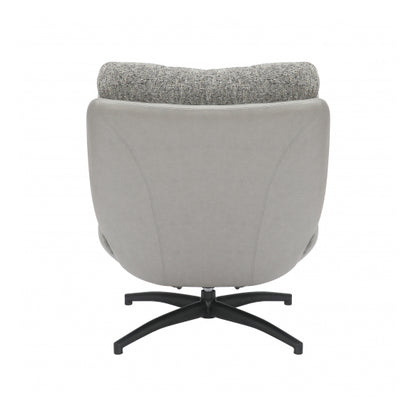 Calm Tactile Textured Fabric Lounge Chair With Footstool In Grey