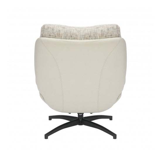 Calm Tactile Textured Fabric Lounge Chair With Footstool In Cream