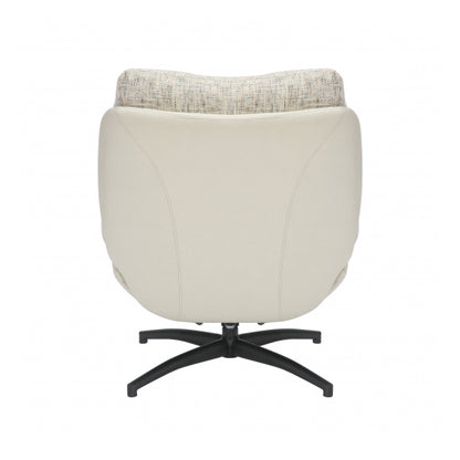 Calm Tactile Textured Fabric Lounge Chair With Footstool In Cream