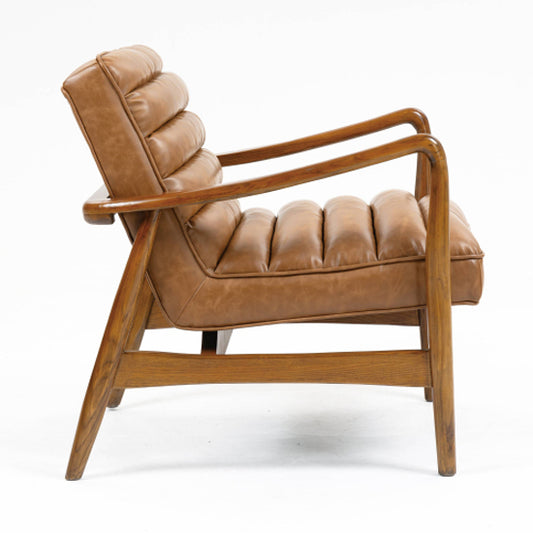 Club Leather Effect Armchair In Tan