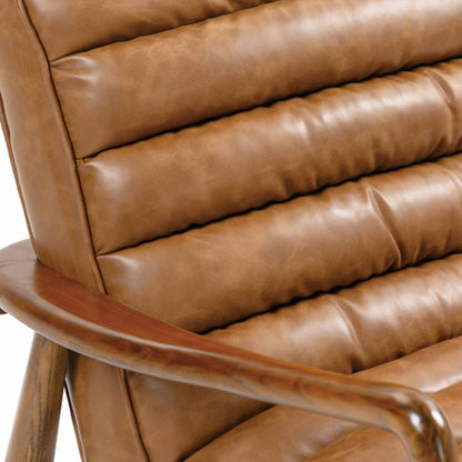 Club Leather Effect Armchair In Tan