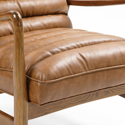 Club Leather Effect Armchair In Tan