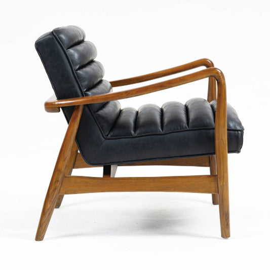 Club Leather Effect Armchair In Dark Navy