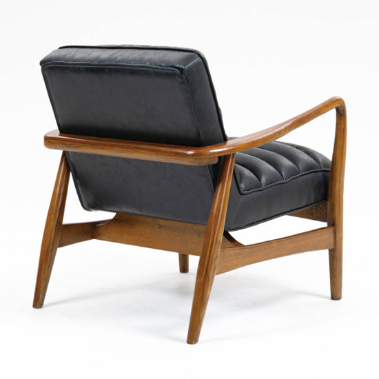 Club Leather Effect Armchair In Dark Navy