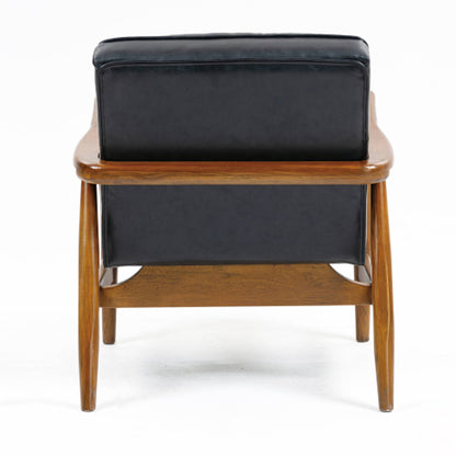 Club Leather Effect Armchair In Dark Navy