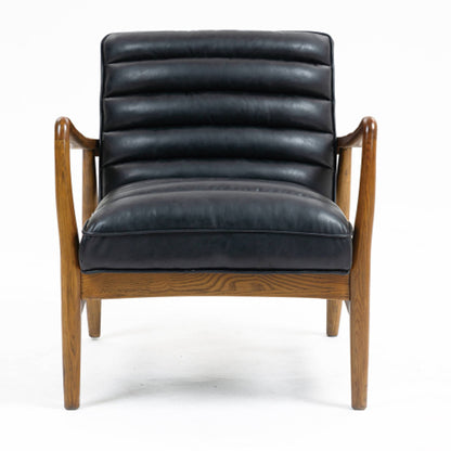 Club Leather Effect Armchair In Dark Navy