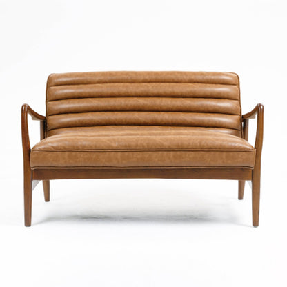 Club Leather Effect 2 Seater Sofa In Tan
