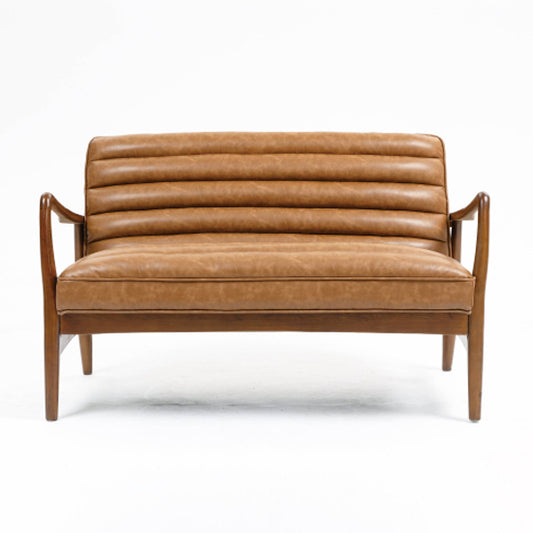 Club Leather Effect 2 Seater Sofa In Tan