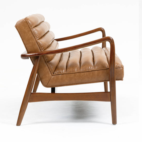 Club Leather Effect 2 Seater Sofa In Tan