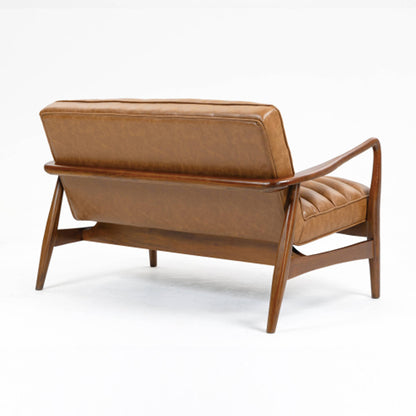 Club Leather Effect 2 Seater Sofa In Tan