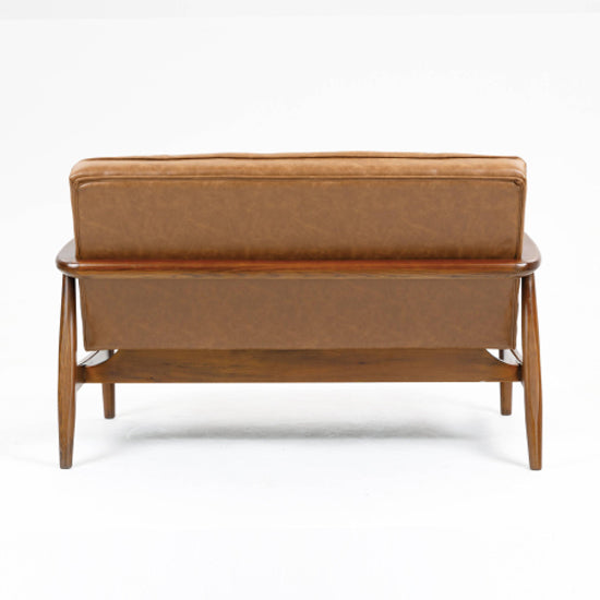 Club Leather Effect 2 Seater Sofa In Tan