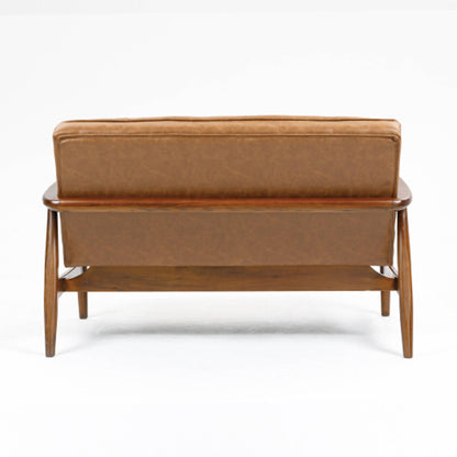 Club Leather Effect 2 Seater Sofa In Tan