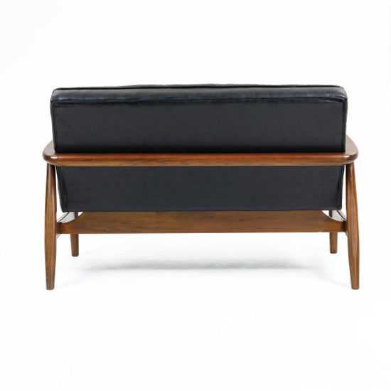 Club Leather Effect 2 Seater Sofa In Dark Navy