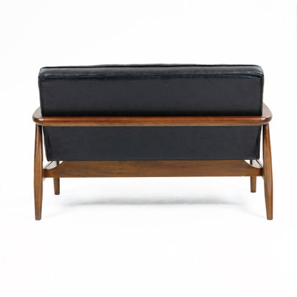Club Leather Effect 2 Seater Sofa In Dark Navy