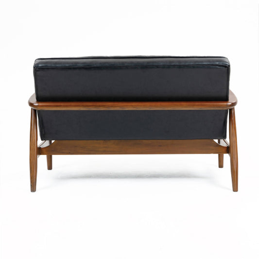 Club Leather Effect 2 Seater Sofa In Dark Navy