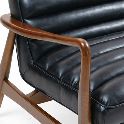 Club Leather Effect 2 Seater Sofa In Dark Navy