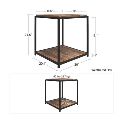 Quincy Wooden End Table In Weathered Oak
