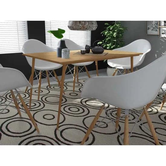 Monza Rectangular 120cm Wooden Dining Table In Oak
