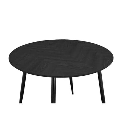 Monza Round Wooden Dining Table In Fishbone Grey Oak