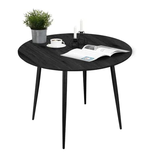 Monza Round Wooden Dining Table In Black