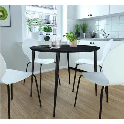 Monza Round Wooden Dining Table In Black