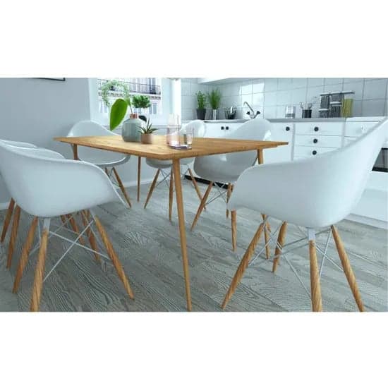 Monza Rectangular 160cm Wooden Dining Table In Oak
